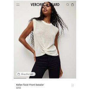 Veronica Beard Kellen Twist-Front Top in Cream - Small